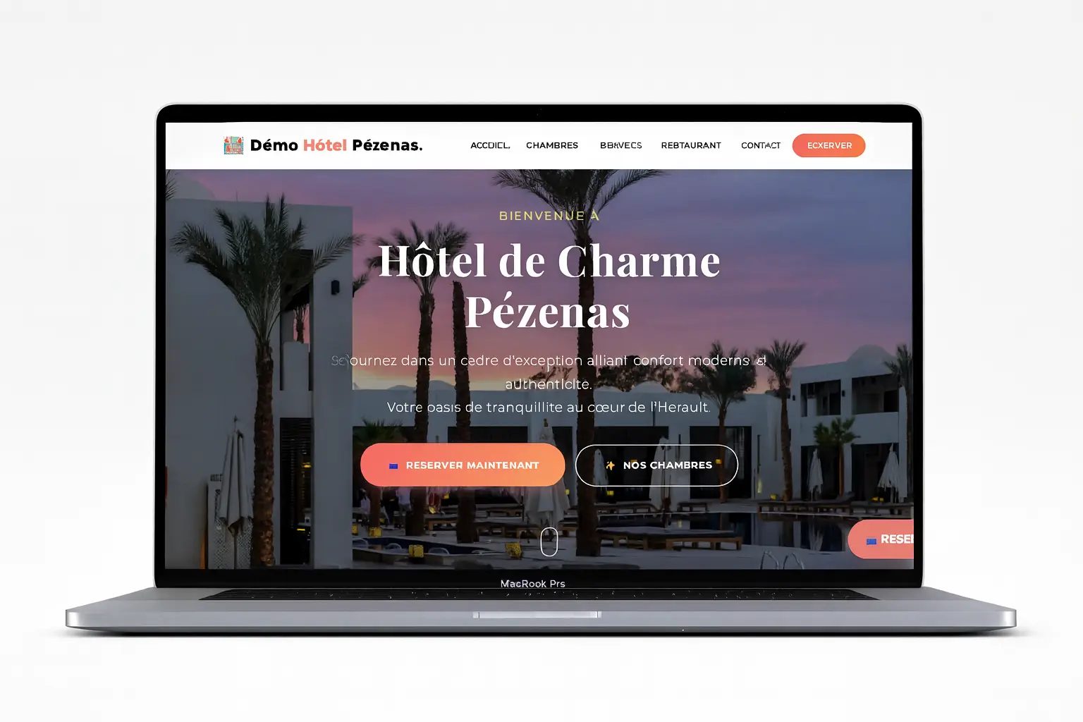 Exemple de site web pour hôtels